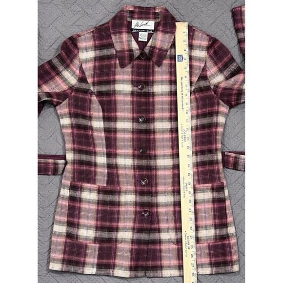 Vintage Randolph Duke The Look Y2K Wool Blend Jacket Blazer Plaid Pink Tan Sz 8 - Picture 8 of 13